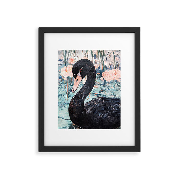 Black Swan Watercolor Framed Art Print Gallery Image 1
