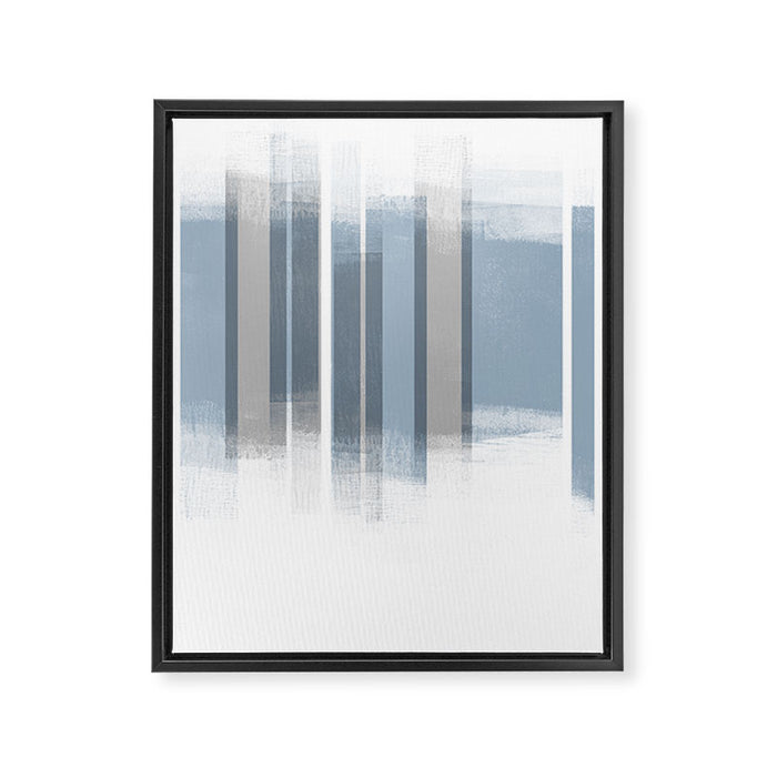 Blue and Grey Retro Style Geometric Abstract - Codex Framed Canvas Print Gallery Image 1