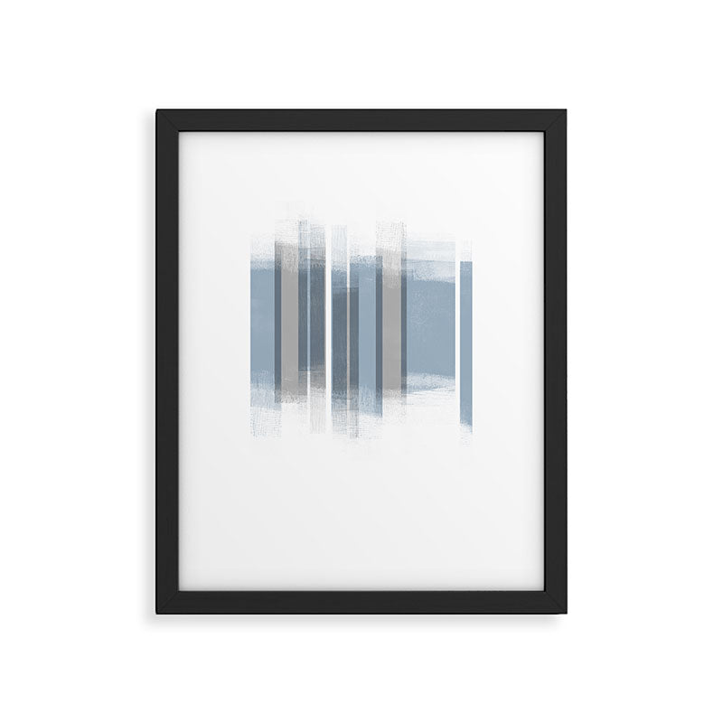 Blue and Grey Retro Style Geometric Abstract - Codex Framed Art Print