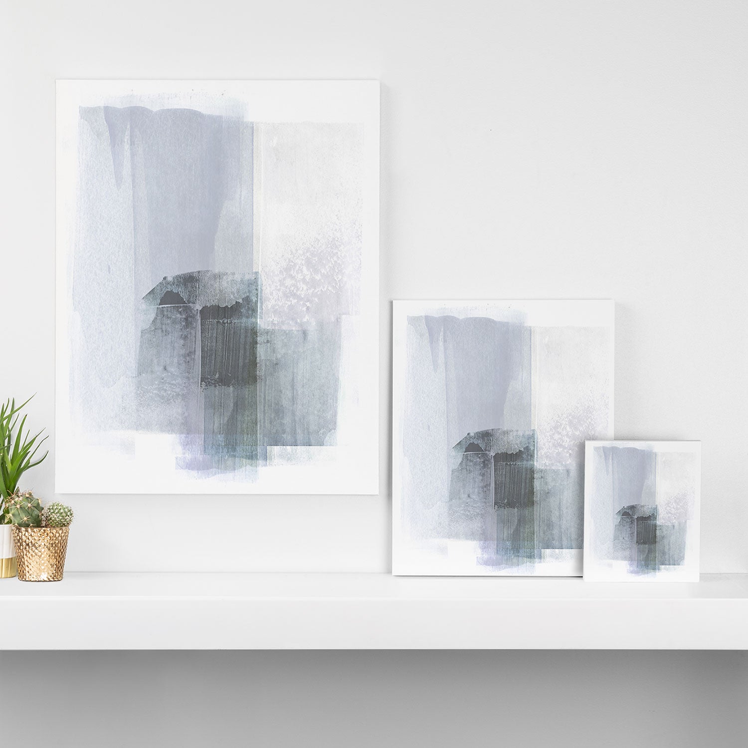 Blue Grey Minimalist Abstract Painting Canvas Print Gallery Image 3