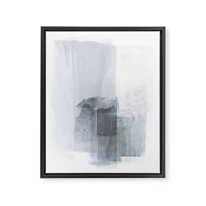 Blue Grey Minimalist Abstract Painting Framed Canvas Print Gallery Image 1