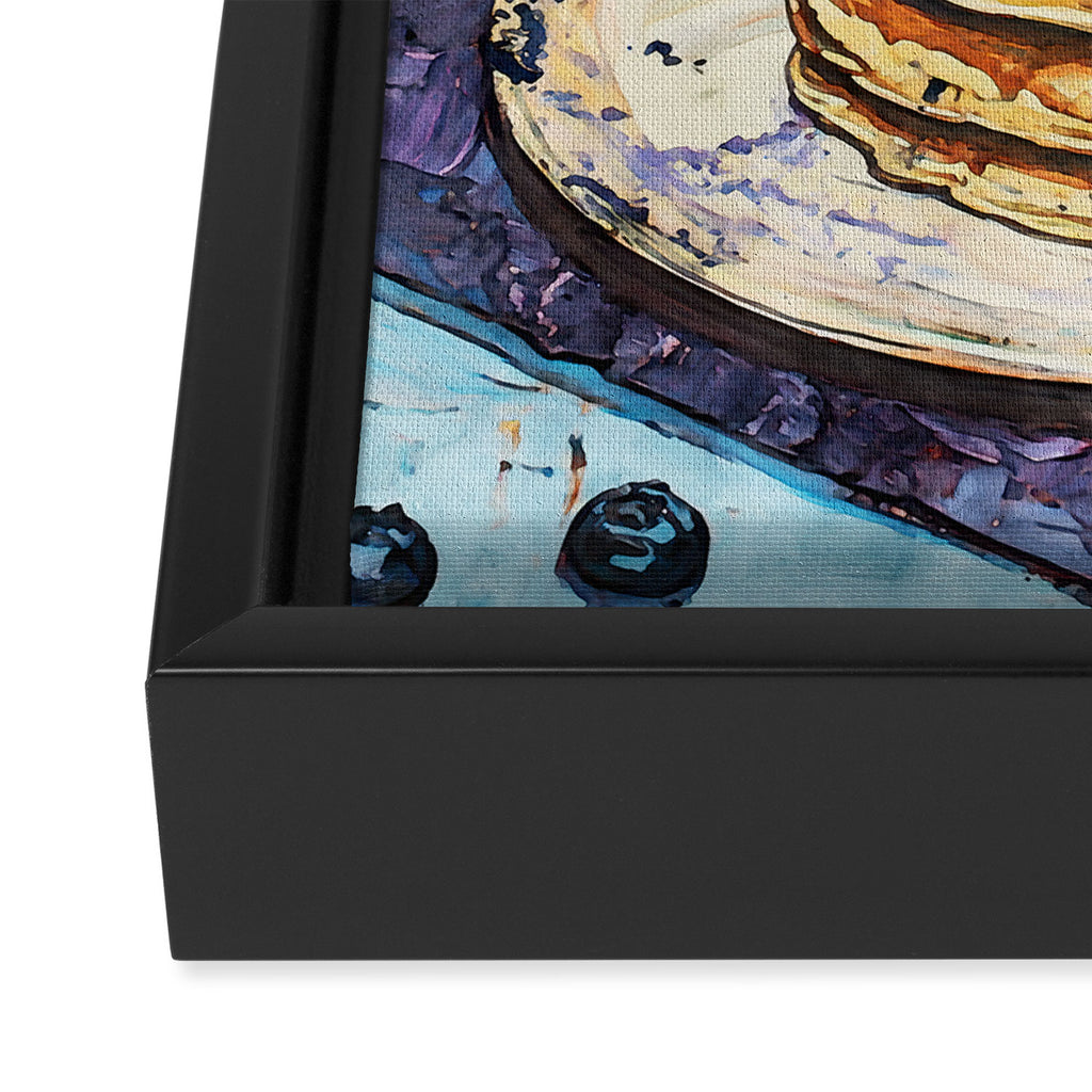 Blueberry Pancakes and Coffee Watercolor Breakfast Still Life Framed Canvas Print Gallery Image 3