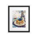 Blueberry Pancakes and Coffee Watercolor Breakfast Still Life Framed Art Print Gallery Image 5