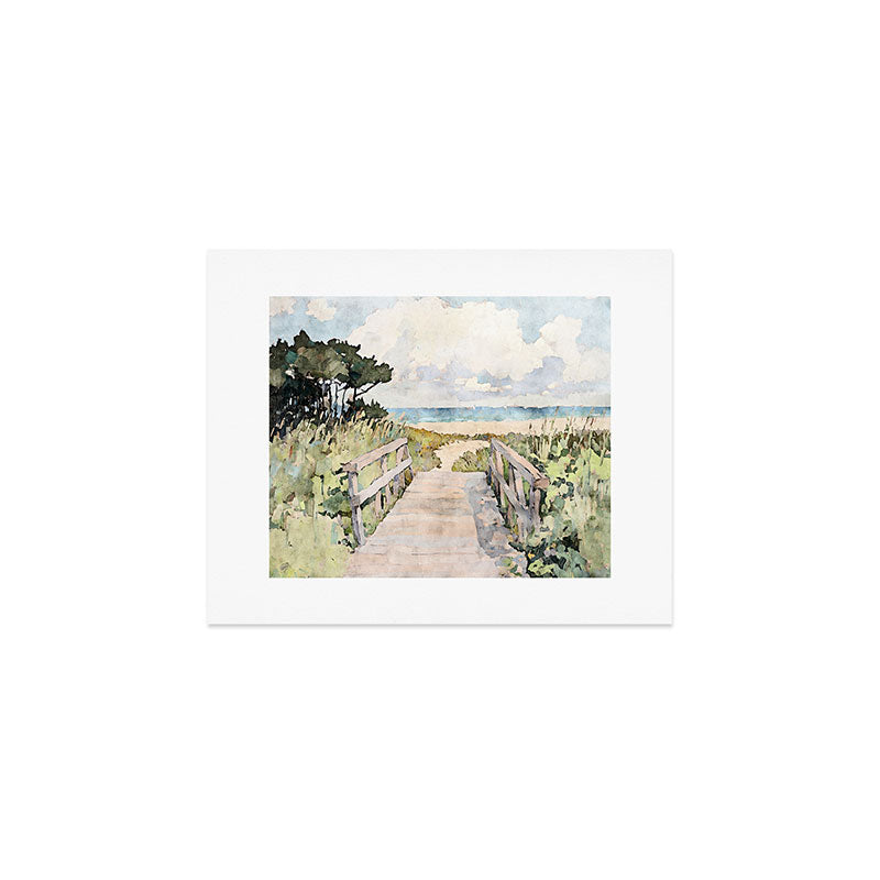 Boardwalk to the Sea Watercolor  Art Print Gallery Image 1