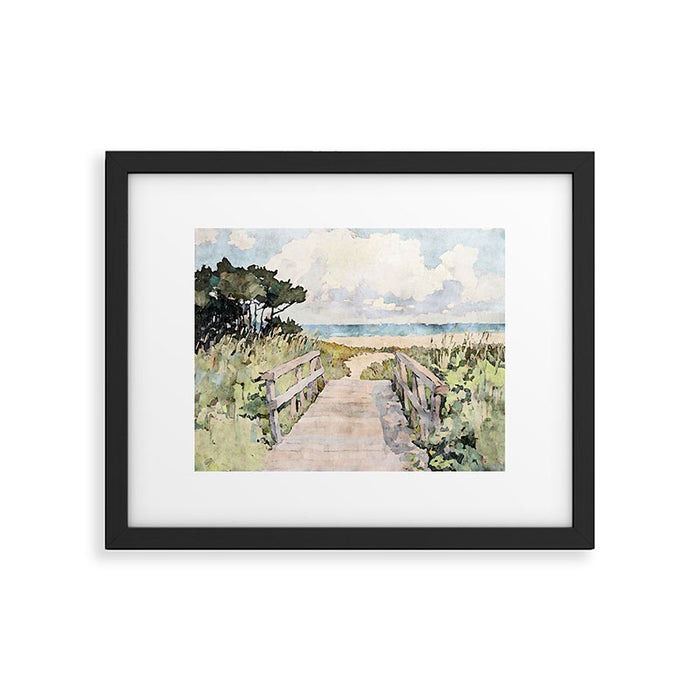 Boardwalk to the Sea Watercolor  Framed Art Print Gallery Image 1