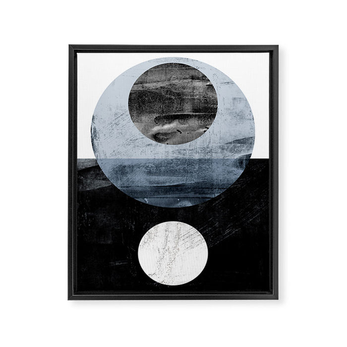Circles Black and White Geometric Mid-Century Modern Abstract Framed Canvas Print Gallery Image 1