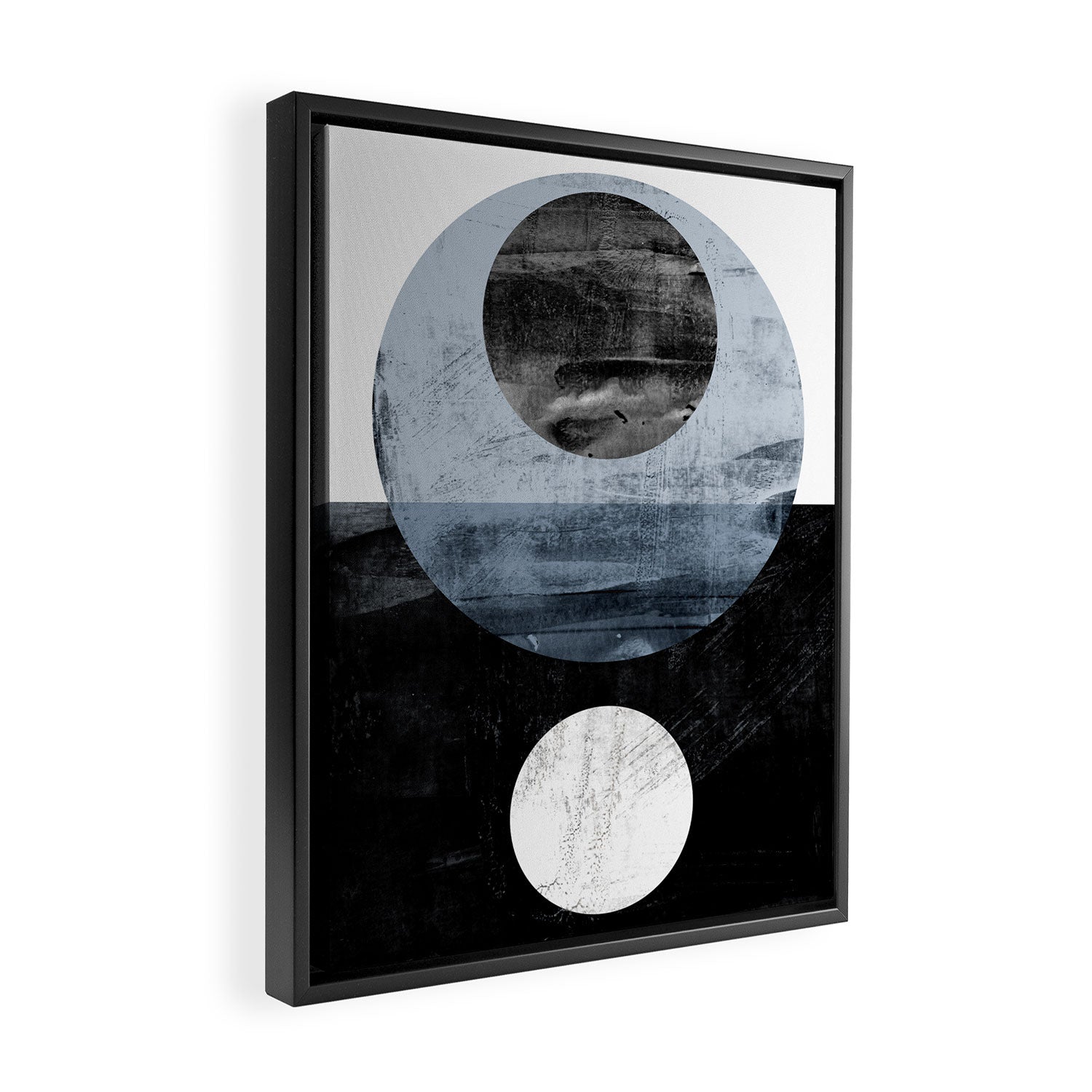 Circles Black and White Geometric Mid-Century Modern Abstract Framed Canvas Print Gallery Image 2