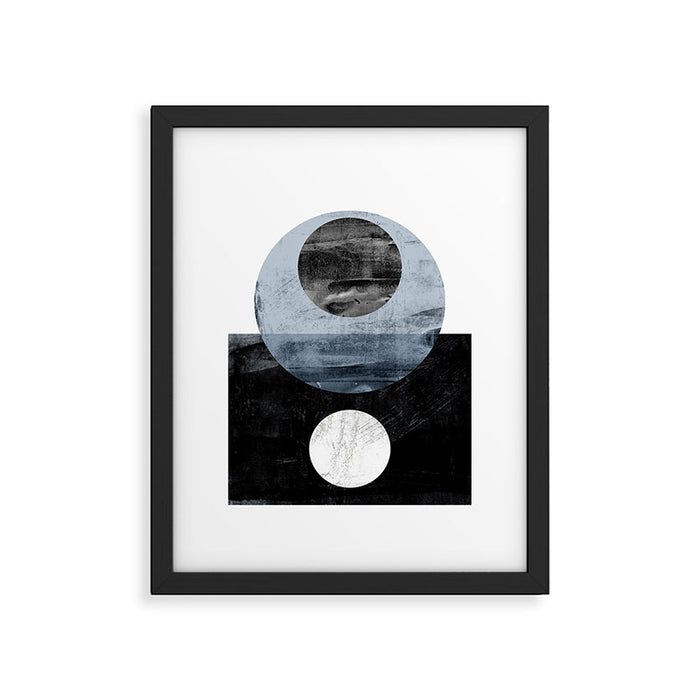 Circles Black and White Geometric Mid-Century Modern Abstract Framed Art Print Gallery Image 1