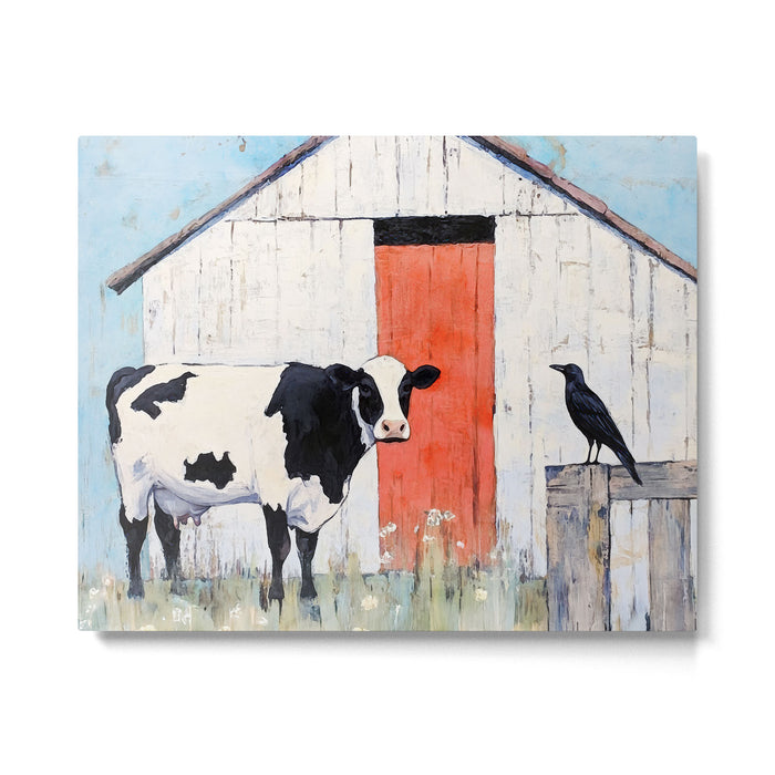 Cow and Crow Rustic Watercolor Metal Print Gallery Image 1