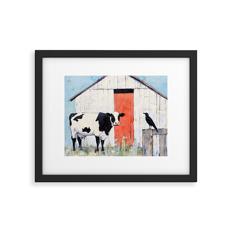 Cow and Crow Rustic Watercolor Framed Art Print Gallery Image 5