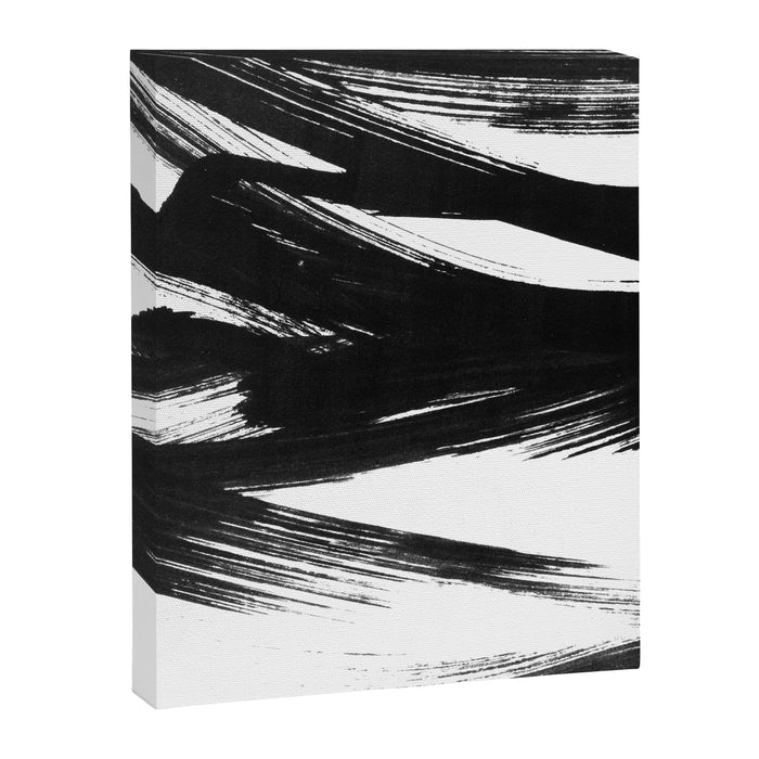 Gestural Abstract Black and White Brush Strokes Canvas Print Gallery Image 1