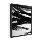 Gestural Abstract Black and White Brush Strokes Framed Canvas Print Gallery Image 2