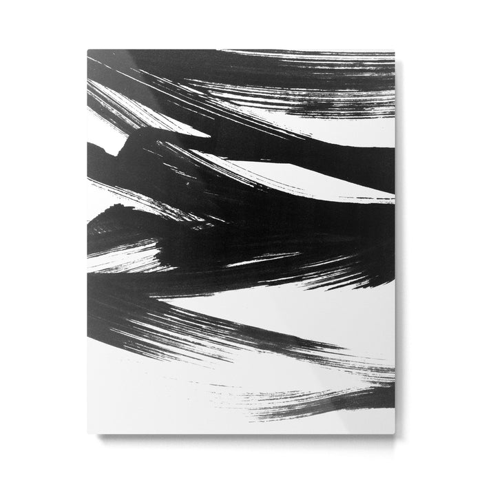Gestural Abstract Black and White Brush Strokes Metal Print Gallery Image 1