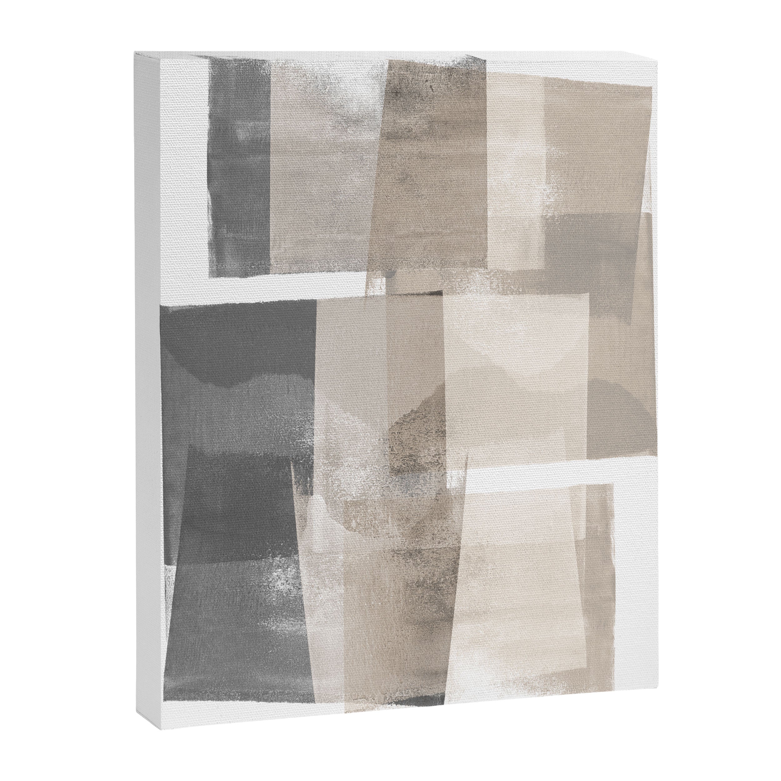 Grey and Beige Minimalist Geometric Abstract âBuilding Blocksâ Canvas Print Gallery Image 6