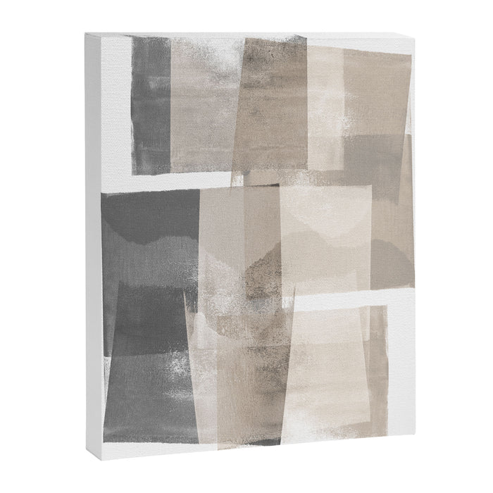Grey and Beige Minimalist Geometric Abstract âBuilding Blocksâ Canvas Print Gallery Image 1
