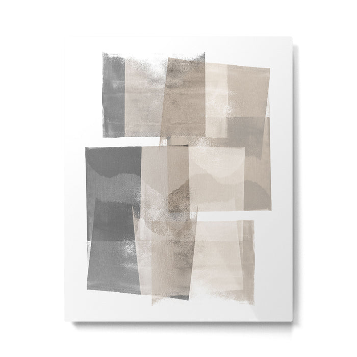 Grey and Beige Minimalist Geometric Abstract âBuilding Blocksâ Metal Print Gallery Image 1