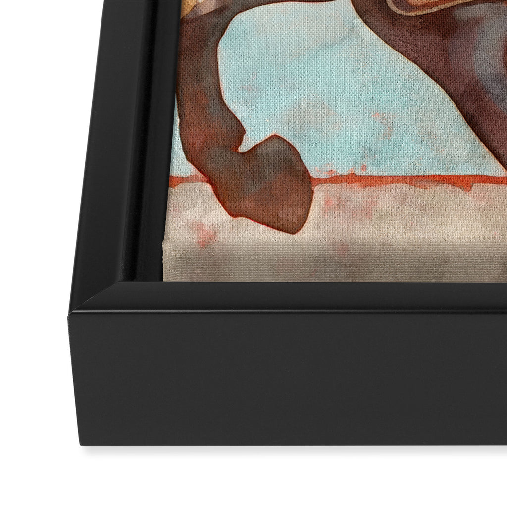 Horse Watercolor in Turqoise and Rust Framed Canvas Print Gallery Image 3