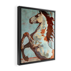 Horse Watercolor in Turqoise and Rust Framed Canvas Print Gallery Image 2