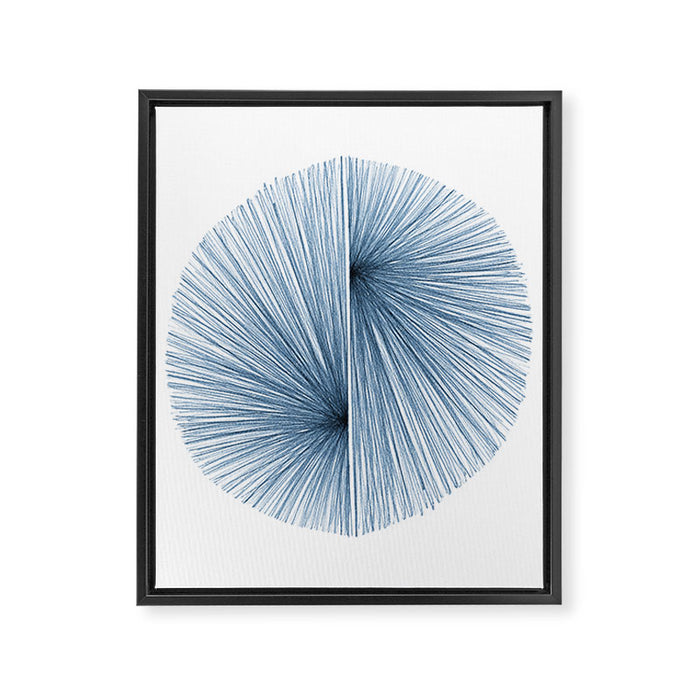 Indigo Blue Mid Century Modern Geometric Abstract Framed Canvas Print Gallery Image 1