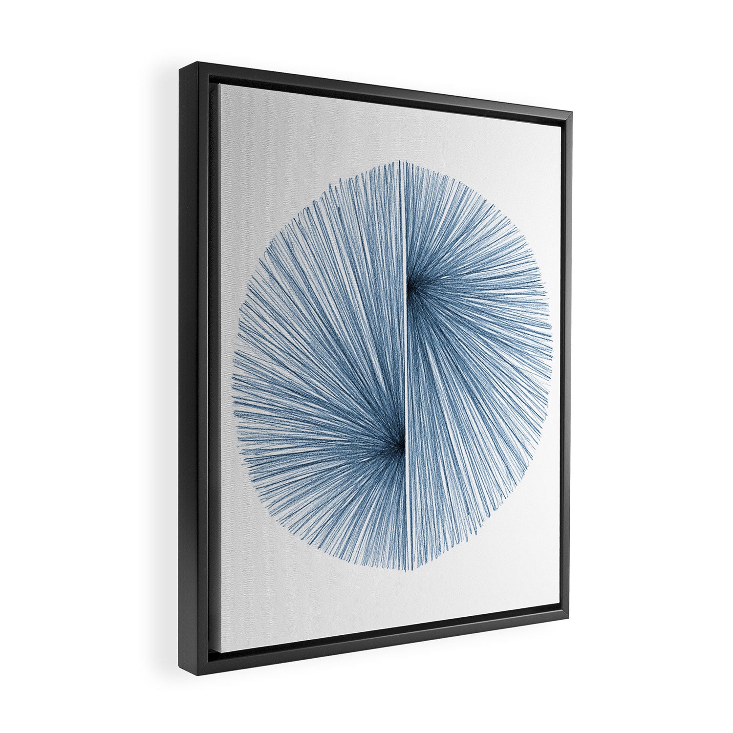 Indigo Blue Mid Century Modern Geometric Abstract Framed Canvas Print Gallery Image 2