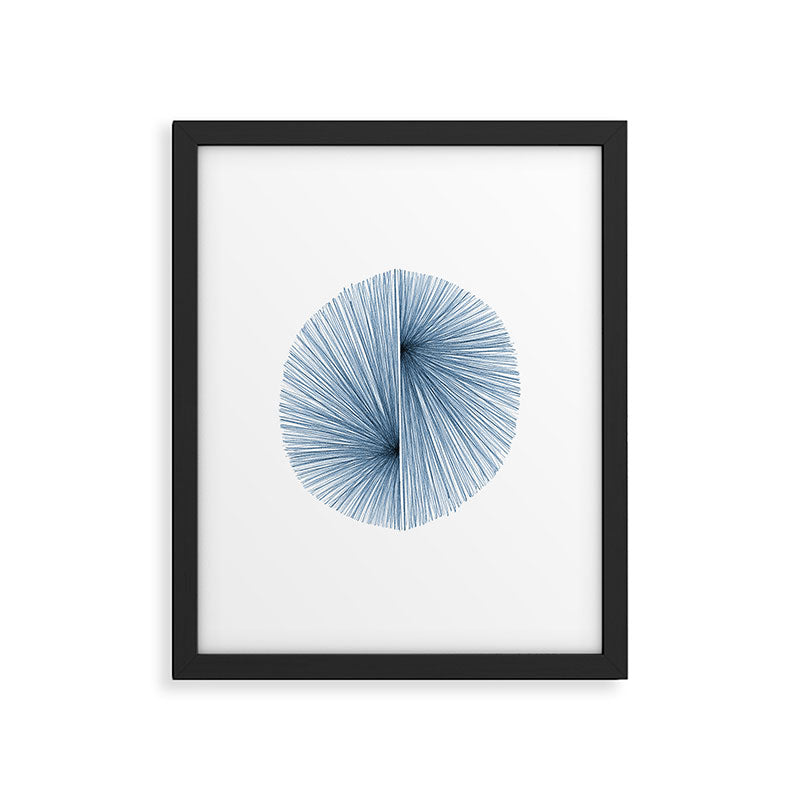 Indigo Blue Mid Century Modern Geometric Abstract Framed Art Print Gallery Image 4
