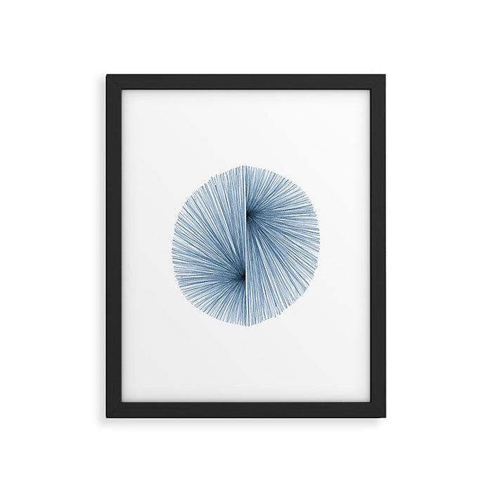 Indigo Blue Mid Century Modern Geometric Abstract Framed Art Print Gallery Image 1