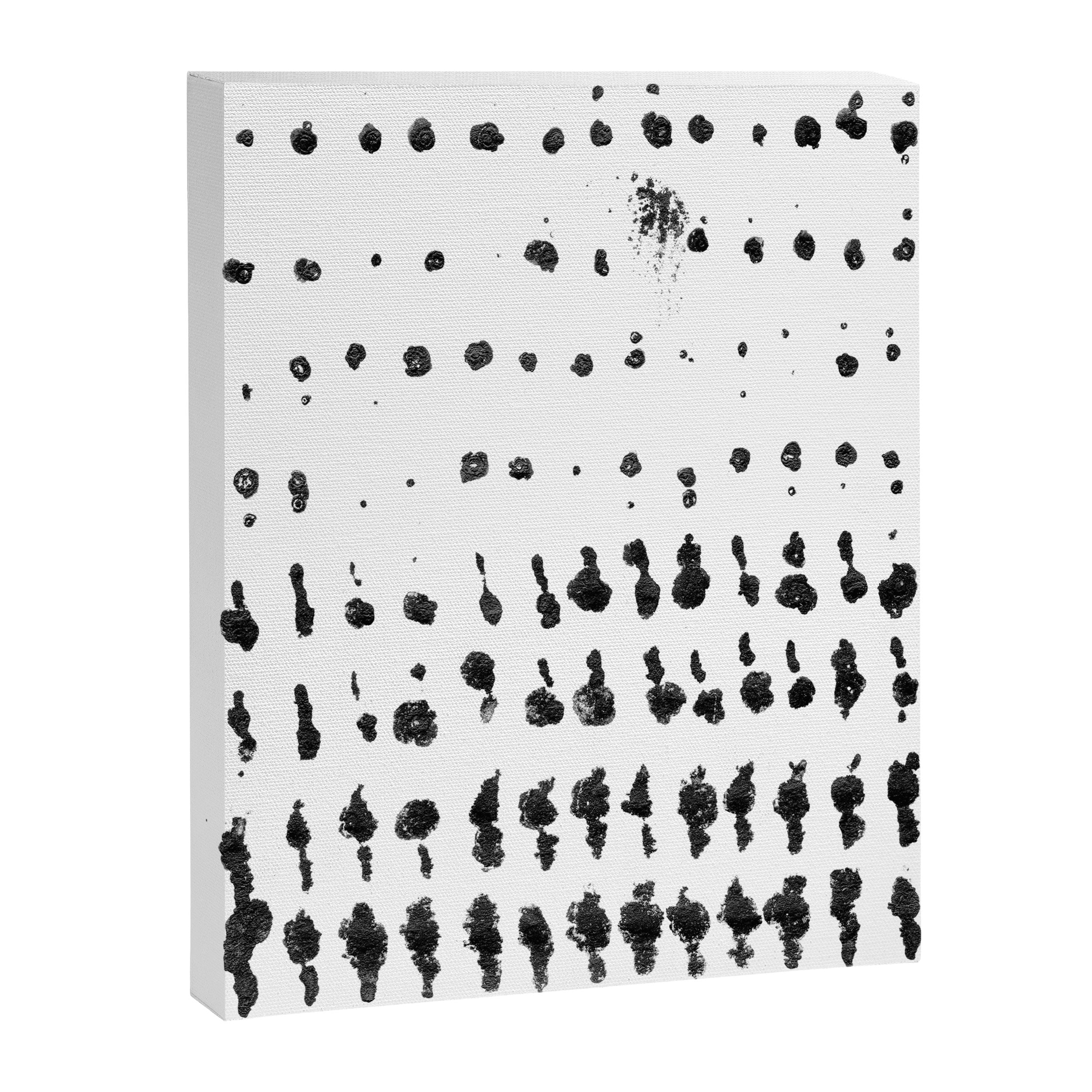 Medium Dots Pattern Black and White Distressed Texture Abstract Canvas Print Gallery Image 6