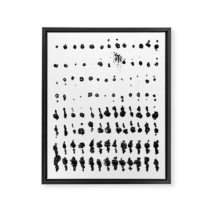 Medium Dots Pattern Black and White Distressed Texture Abstract Framed Canvas Print Gallery Image 1