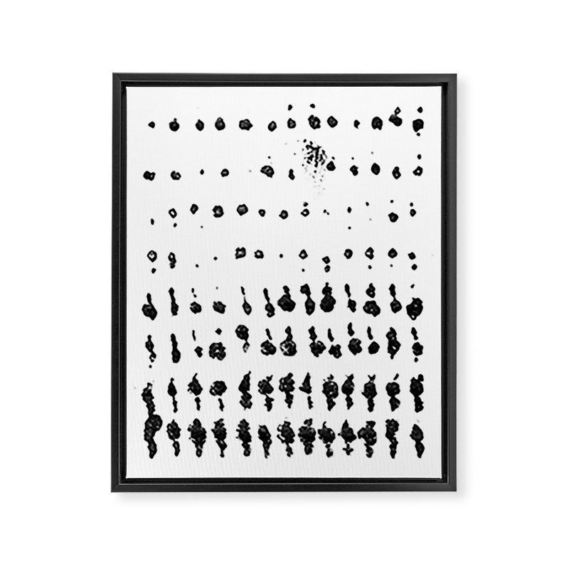 Medium Dots Pattern Black and White Distressed Texture Abstract Framed Canvas Print Gallery Image 6