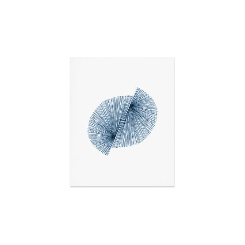 Mid Century Modern Indigo Blue Geometric Abstract Art Print Gallery Image 1