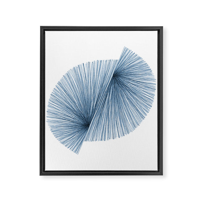 Mid Century Modern Indigo Blue Geometric Abstract Framed Canvas Print Gallery Image 1