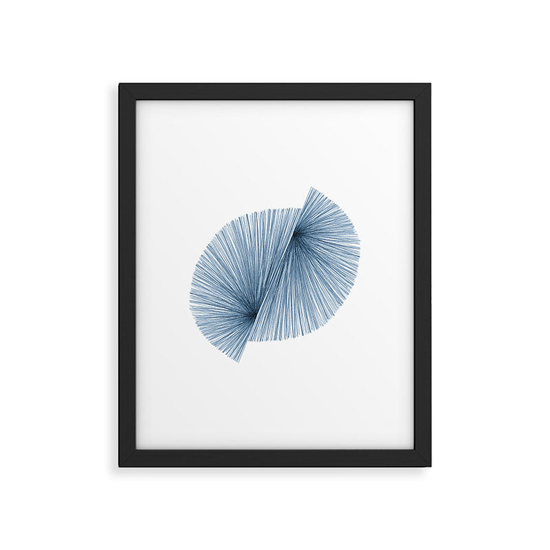 Mid Century Modern Indigo Blue Geometric Abstract Framed Art Print Gallery Image 4
