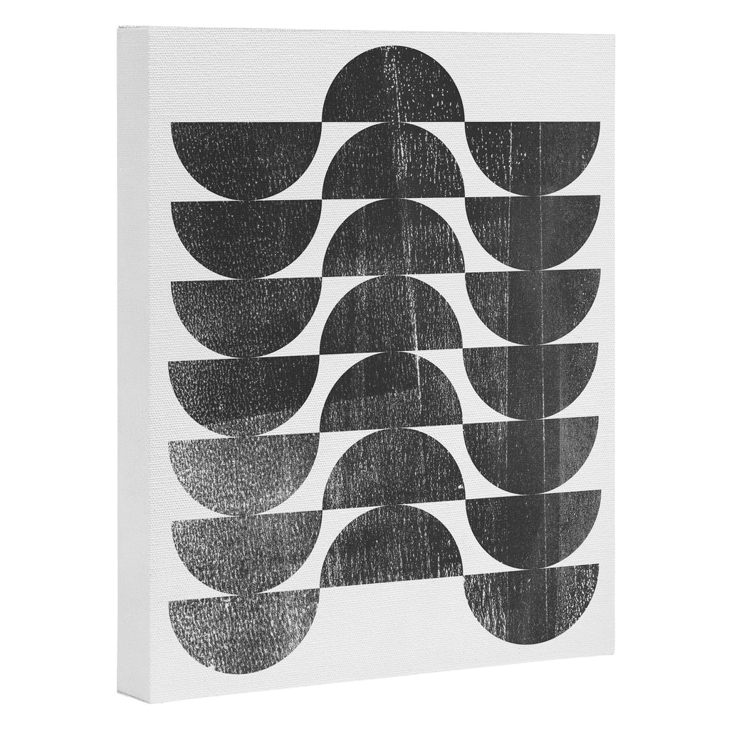 Mid Century Modern Op Art Black and White Pattern Canvas Print Gallery Image 3