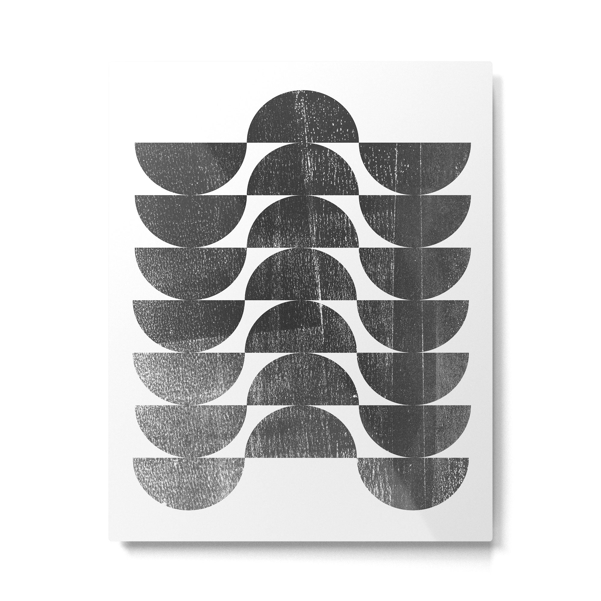 Mid Century Modern Op Art Black and White Pattern Metal Print Gallery Image 4