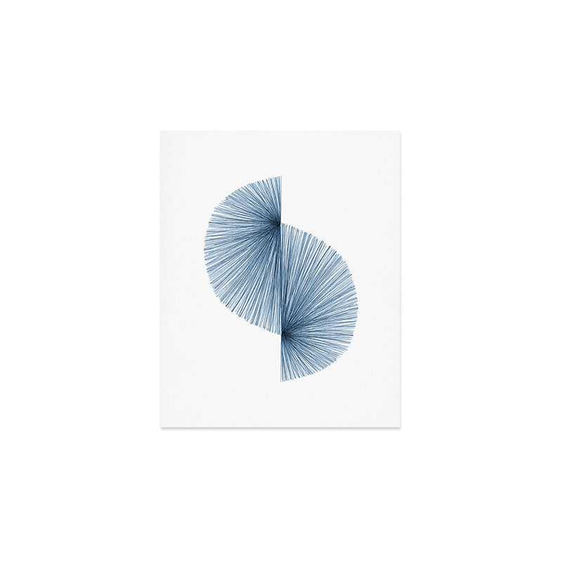 Mid Century Style Modern Geometric Abstract in Indigo Blue Art Print Gallery Image 1