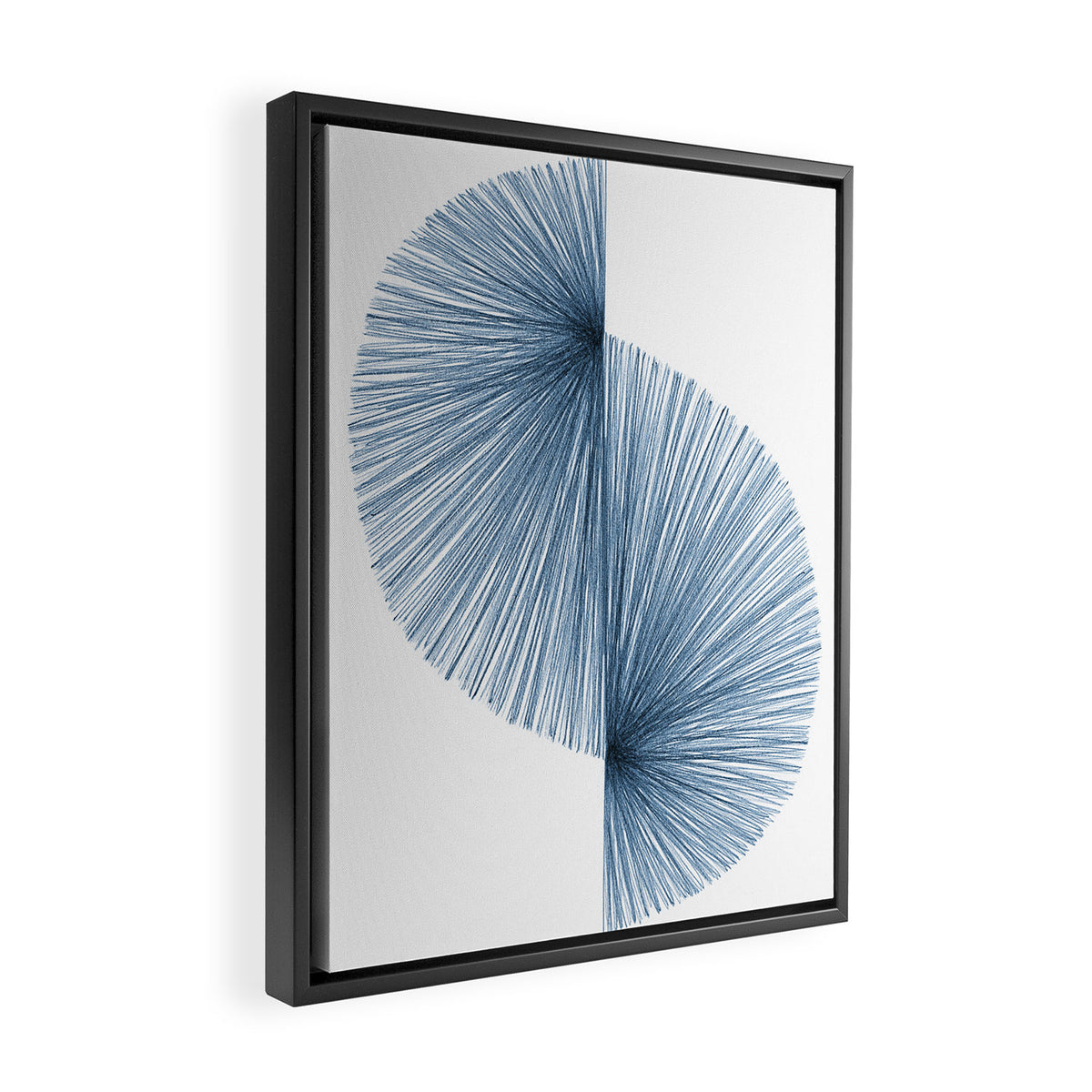 Mid Century Style Modern Geometric Abstract in Indigo Blue Framed Canvas Print Gallery Image 2