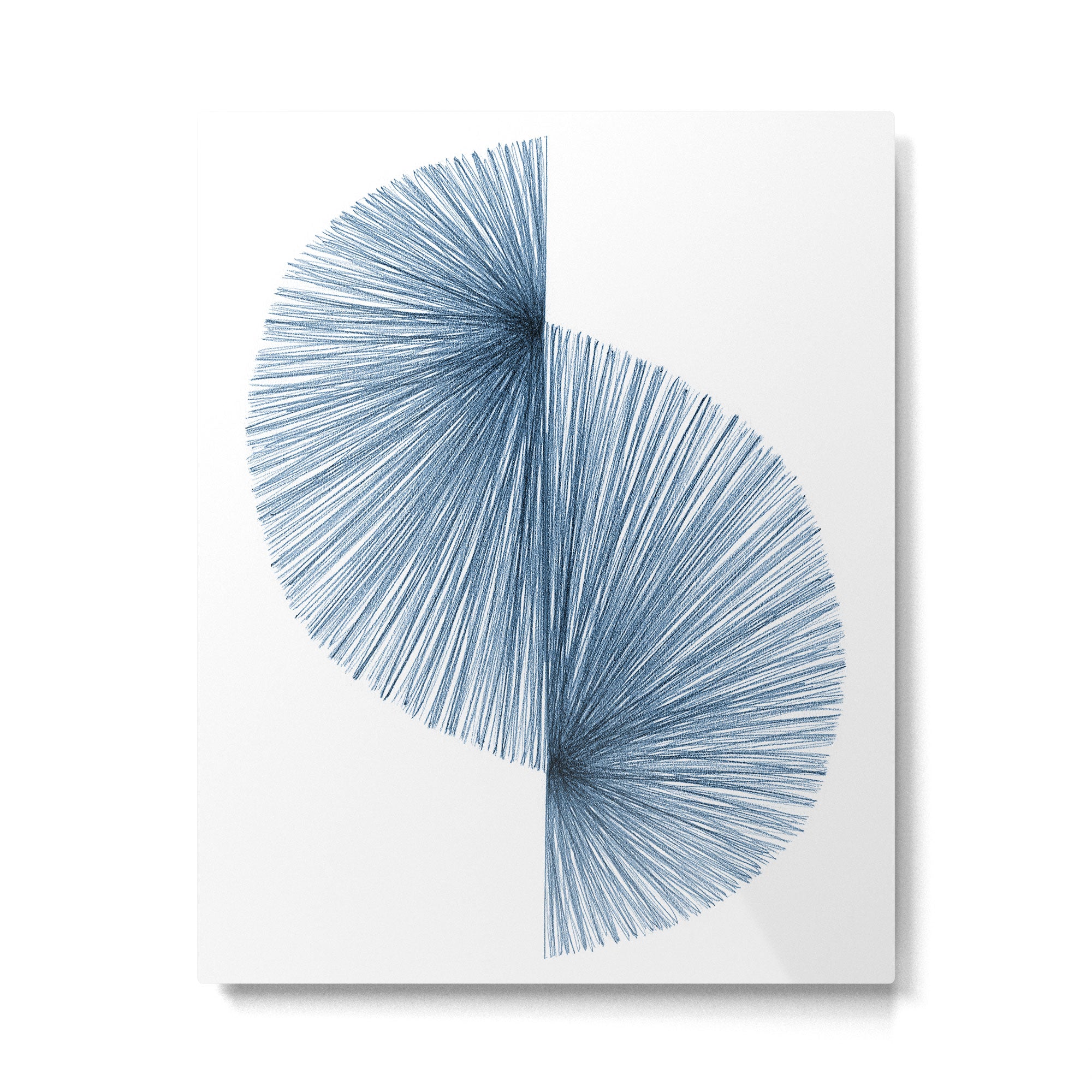 Mid Century Style Modern Geometric Abstract in Indigo Blue Metal Print Gallery Image 4