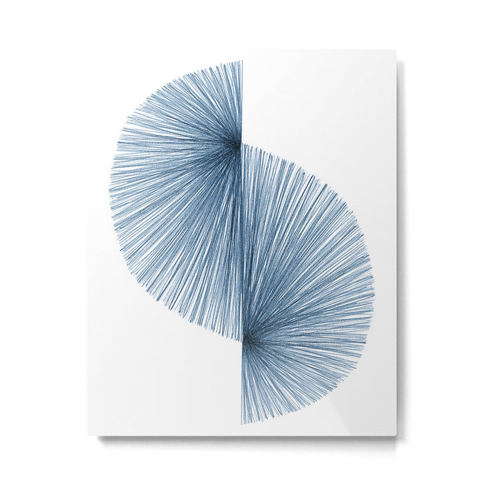 Mid Century Style Modern Geometric Abstract in Indigo Blue Metal Print Gallery Image 1