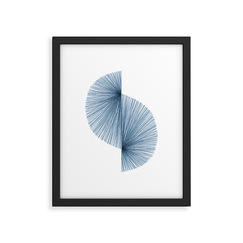 Mid Century Style Modern Geometric Abstract in Indigo Blue Framed Art Print Gallery Image 4