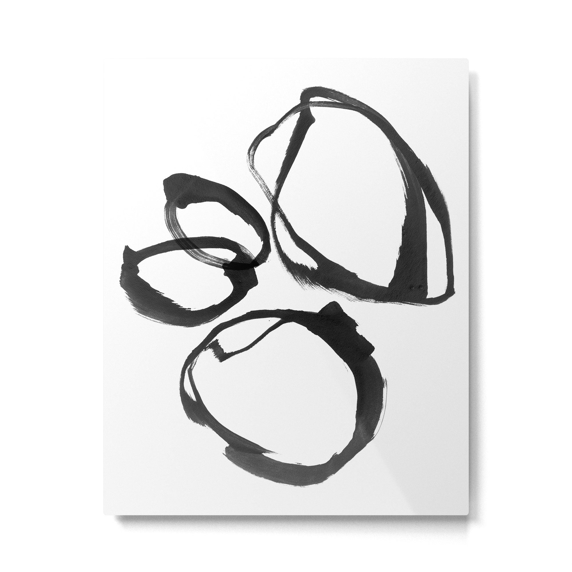 Minimalist Abstract Black Ink Painting Rings 2 Metal Print Gallery Image 4