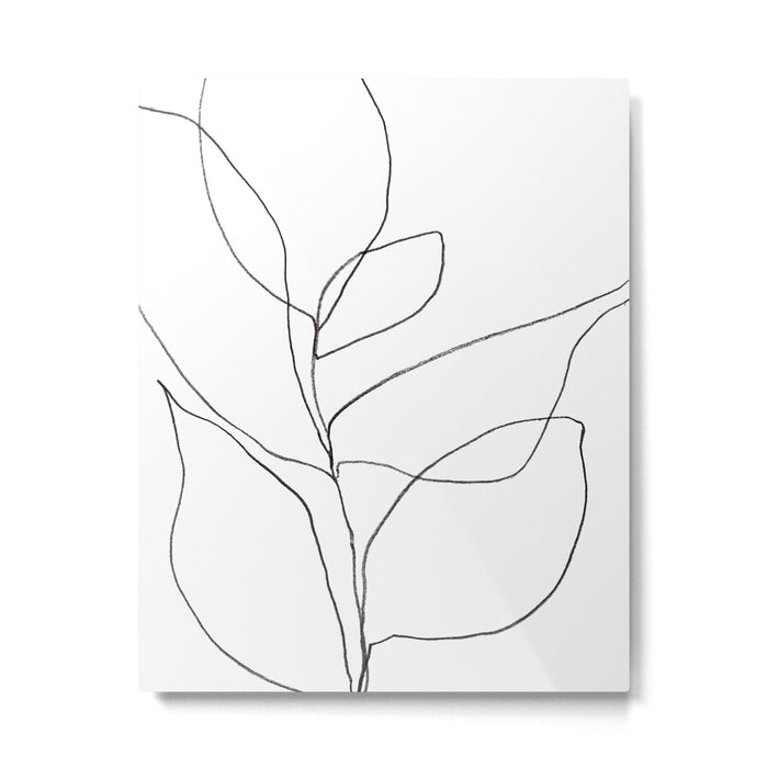 Minimalist Line Art Plant Drawing Metal Print Gallery Image 1
