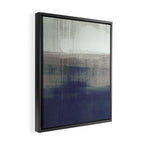 Navy Blue and Grey Minimalist Abstract Landscape Framed Canvas Print Gallery Image 2
