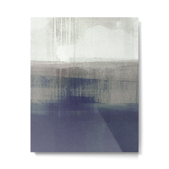 Navy Blue and Grey Minimalist Abstract Landscape Metal Print Gallery Image 1