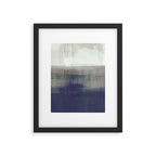 Navy Blue and Grey Minimalist Abstract Landscape Framed Art Print Gallery Image 5
