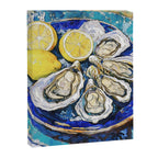 Oysters with Lemons on Blue Plate Watercolor Canvas Print Gallery Image 6