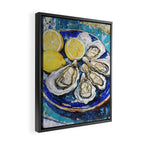 Oysters with Lemons on Blue Plate Watercolor Framed Canvas Print Gallery Image 2