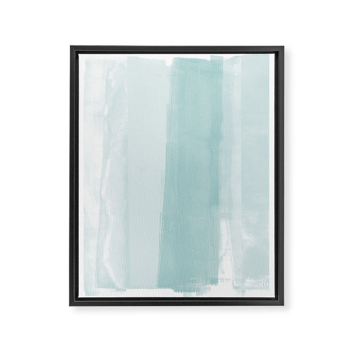 Pale Turquoise Abstract Coastal Colors Painting Framed Canvas Print Gallery Image 1