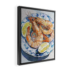 Prawns with Lemon Watercolor Still Life Framed Canvas Print Gallery Image 2