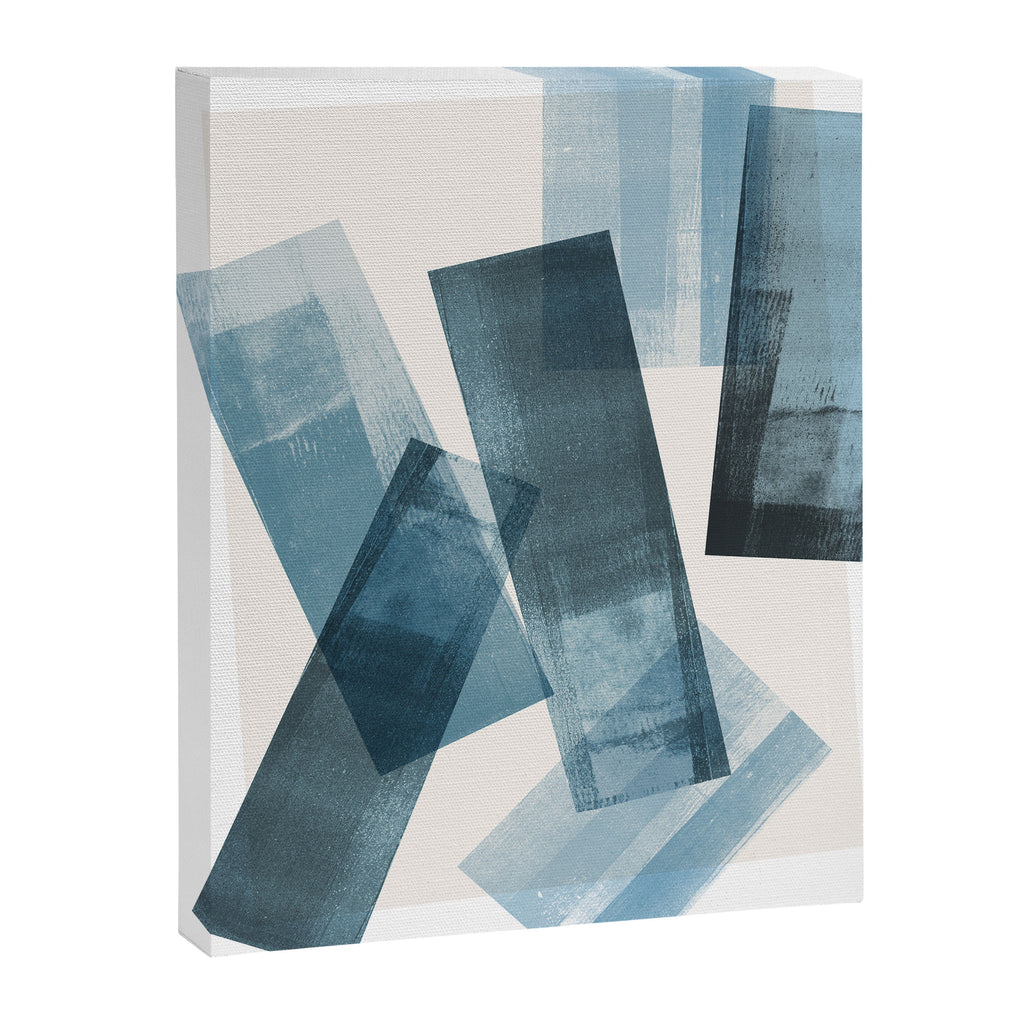 Rectangular Shapes Blue Geometric Abstract Canvas Print Gallery Image 6