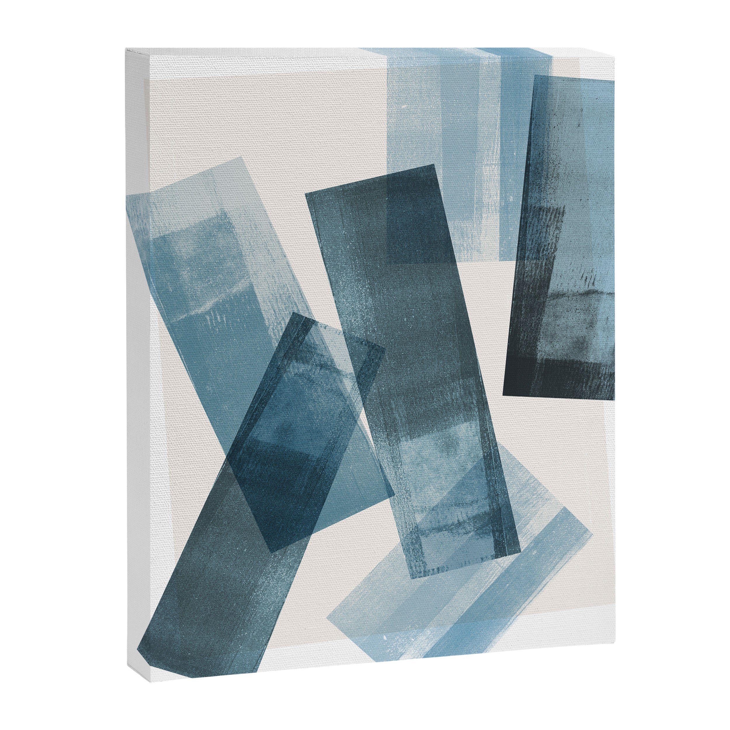 Rectangular Shapes Blue Geometric Abstract Canvas Print Gallery Image 6